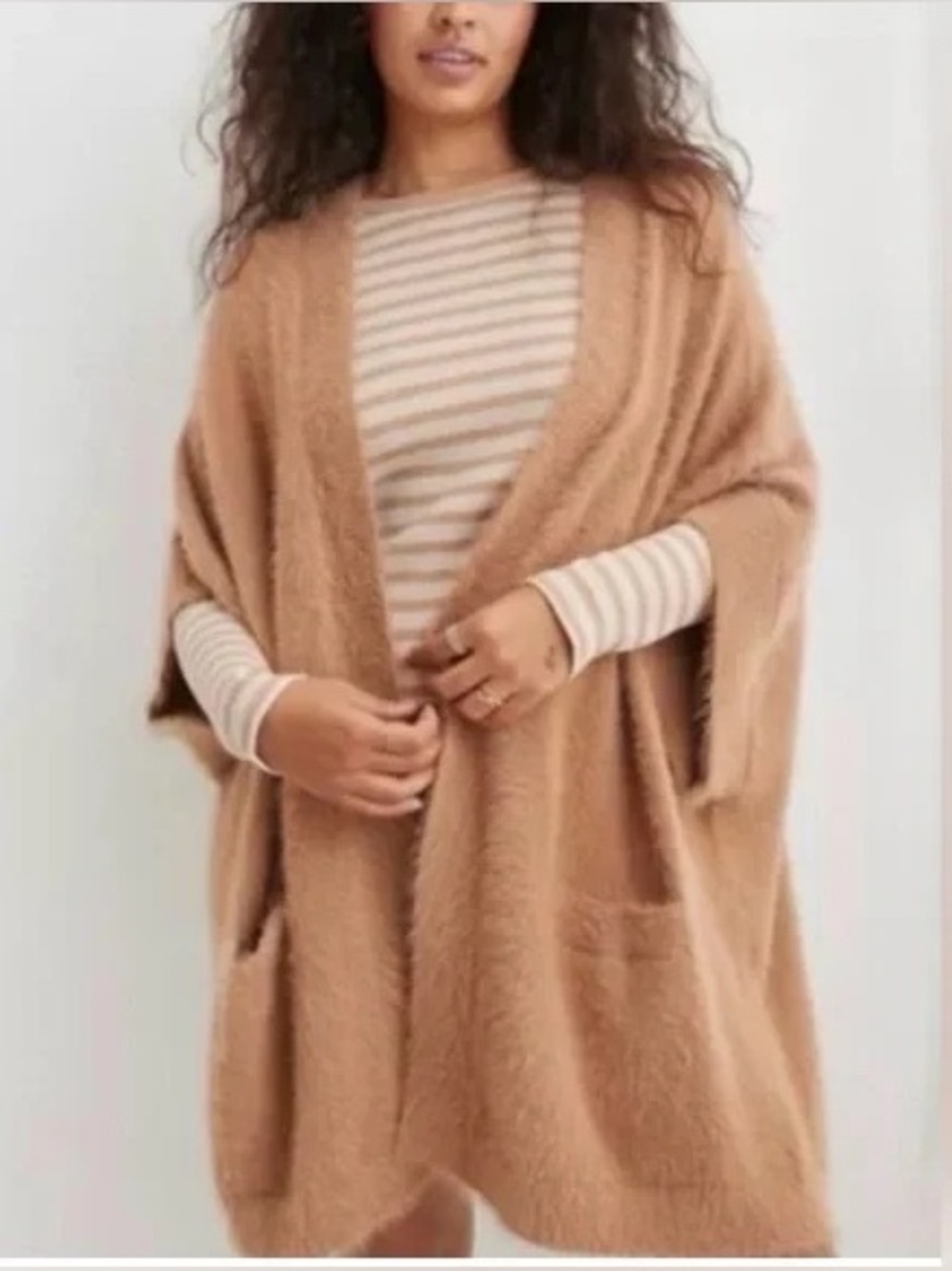 Aerie Super Soft One Size Cozy Tan Camel Cardigan